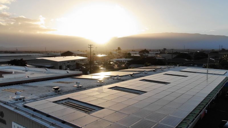 A rooftop solar installation