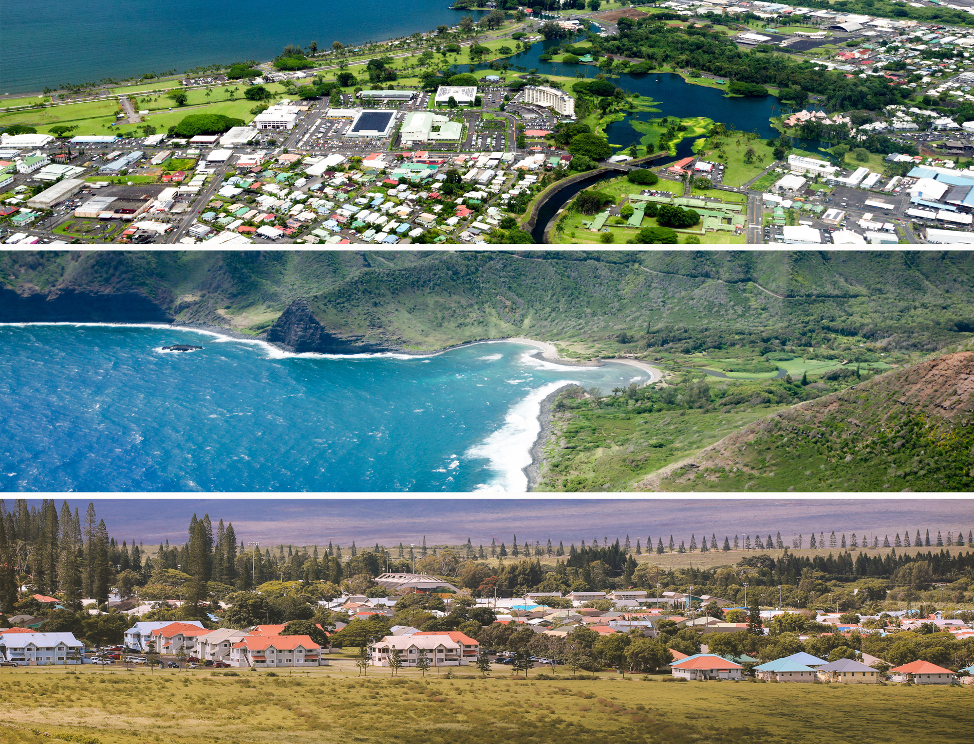 Scenes from different Hawaiian islands