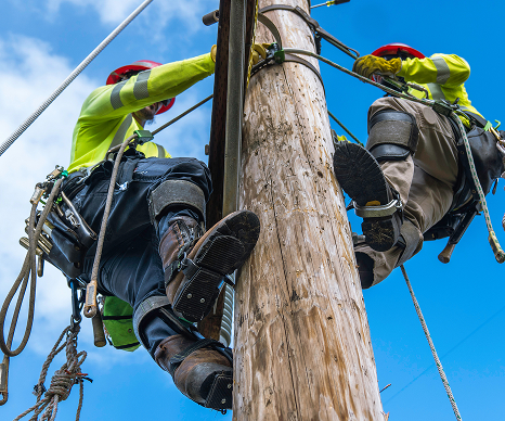 Electrians on a utility pole